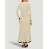 imageZESICA Womens Long Sleeve Sweater Dress Fall Crewneck Ribbed Knit Pleated ALine Maxi Wedding Guest DressesApricot