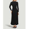imageZESICA Womens Long Sleeve Sweater Dress Fall Crewneck Ribbed Knit Pleated ALine Maxi Wedding Guest DressesBlack