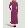 imageZESICA Womens Long Sleeve Sweater Dress Fall Crewneck Ribbed Knit Pleated ALine Maxi Wedding Guest DressesFuchsia