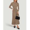 imageZESICA Womens Long Sleeve Sweater Dress Fall Crewneck Ribbed Knit Pleated ALine Maxi Wedding Guest DressesKhaki