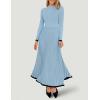 imageZESICA Womens Long Sleeve Sweater Dress Fall Crewneck Ribbed Knit Pleated ALine Maxi Wedding Guest DressesLight Blue