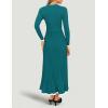 imageZESICA Womens Long Sleeve Sweater Dress Fall Crewneck Ribbed Knit Pleated ALine Maxi Wedding Guest DressesPeacock Blue