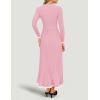 imageZESICA Womens Long Sleeve Sweater Dress Fall Crewneck Ribbed Knit Pleated ALine Maxi Wedding Guest DressesPink