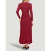 imageZESICA Womens Long Sleeve Sweater Dress Fall Crewneck Ribbed Knit Pleated ALine Maxi Wedding Guest DressesWine
