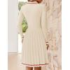 imageZESICA Womens Midi Sweater Dress 2025 Spring Long Sleeve Cable Ribbed Knit A Line Swing Pleated DressesBeige
