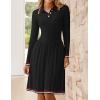 imageZESICA Womens Midi Sweater Dress 2025 Spring Long Sleeve Cable Ribbed Knit A Line Swing Pleated DressesBlack