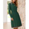 imageZESICA Womens Midi Sweater Dress 2025 Spring Long Sleeve Cable Ribbed Knit A Line Swing Pleated DressesDark Green