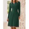 imageZESICA Womens Midi Sweater Dress 2025 Spring Long Sleeve Cable Ribbed Knit A Line Swing Pleated DressesDark Green