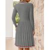 imageZESICA Womens Midi Sweater Dress 2025 Spring Long Sleeve Cable Ribbed Knit A Line Swing Pleated DressesGrey