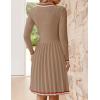 imageZESICA Womens Midi Sweater Dress 2025 Spring Long Sleeve Cable Ribbed Knit A Line Swing Pleated DressesKhaki