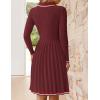 imageZESICA Womens Midi Sweater Dress 2025 Spring Long Sleeve Cable Ribbed Knit A Line Swing Pleated DressesRed