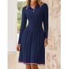 imageZESICA Womens Midi Sweater Dress 2025 Spring Long Sleeve Cable Ribbed Knit A Line Swing Pleated DressesRoyal Blue