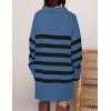 imageZESICA Womens Striped Sweater Dress Spring Long Sleeve V Neck Collar Loose Knit Mini DressesDusty Blue