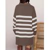 imageZESICA Womens Striped Sweater Dress Spring Long Sleeve V Neck Collar Loose Knit Mini DressesMocha