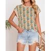 imageZESICA Womens Summer Casual Printed Tops Cap Sleeve Crew Neck Cute Knit Sweaters 2025 Trendy Clothes OutfitsApricot