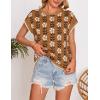 imageZESICA Womens Summer Casual Printed Tops Cap Sleeve Crew Neck Cute Knit Sweaters 2025 Trendy Clothes OutfitsCaramel