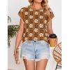 imageZESICA Womens Summer Casual Printed Tops Cap Sleeve Crew Neck Cute Knit Sweaters 2025 Trendy Clothes OutfitsCaramel
