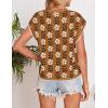 imageZESICA Womens Summer Casual Printed Tops Cap Sleeve Crew Neck Cute Knit Sweaters 2025 Trendy Clothes OutfitsCaramel
