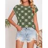imageZESICA Womens Summer Casual Printed Tops Cap Sleeve Crew Neck Cute Knit Sweaters 2025 Trendy Clothes OutfitsDustygreen