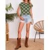 imageZESICA Womens Summer Casual Printed Tops Cap Sleeve Crew Neck Cute Knit Sweaters 2025 Trendy Clothes OutfitsDustygreen