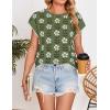 imageZESICA Womens Summer Casual Printed Tops Cap Sleeve Crew Neck Cute Knit Sweaters 2025 Trendy Clothes OutfitsDustygreen