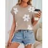 imageZESICA Womens Summer Casual Printed Tops Cap Sleeve Crew Neck Cute Knit Sweaters 2025 Trendy Clothes OutfitsKhaki