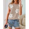imageZESICA Womens Summer Casual Printed Tops Cap Sleeve Crew Neck Cute Knit Sweaters 2025 Trendy Clothes OutfitsKhaki