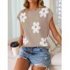 imageZESICA Womens Summer Casual Printed Tops Cap Sleeve Crew Neck Cute Knit Sweaters 2025 Trendy Clothes OutfitsKhaki