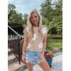 imageZESICA Womens Summer Casual Printed Tops Cap Sleeve Crew Neck Cute Knit Sweaters 2025 Trendy Clothes OutfitsKhaki