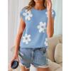 imageZESICA Womens Summer Casual Printed Tops Cap Sleeve Crew Neck Cute Knit Sweaters 2025 Trendy Clothes OutfitsLightblue