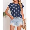 imageZESICA Womens Summer Casual Printed Tops Cap Sleeve Crew Neck Cute Knit Sweaters 2025 Trendy Clothes OutfitsNavy