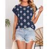 imageZESICA Womens Summer Casual Printed Tops Cap Sleeve Crew Neck Cute Knit Sweaters 2025 Trendy Clothes OutfitsNavy