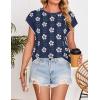 imageZESICA Womens Summer Casual Printed Tops Cap Sleeve Crew Neck Cute Knit Sweaters 2025 Trendy Clothes OutfitsNavy