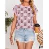 imageZESICA Womens Summer Casual Printed Tops Cap Sleeve Crew Neck Cute Knit Sweaters 2025 Trendy Clothes OutfitsPink