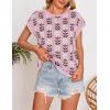 imageZESICA Womens Summer Casual Printed Tops Cap Sleeve Crew Neck Cute Knit Sweaters 2025 Trendy Clothes OutfitsPink