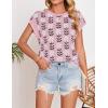 imageZESICA Womens Summer Casual Printed Tops Cap Sleeve Crew Neck Cute Knit Sweaters 2025 Trendy Clothes OutfitsPink