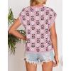 imageZESICA Womens Summer Casual Printed Tops Cap Sleeve Crew Neck Cute Knit Sweaters 2025 Trendy Clothes OutfitsPink