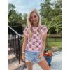 imageZESICA Womens Summer Casual Printed Tops Cap Sleeve Crew Neck Cute Knit Sweaters 2025 Trendy Clothes OutfitsPink