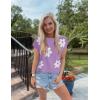 imageZESICA Womens Summer Casual Printed Tops Cap Sleeve Crew Neck Cute Knit Sweaters 2025 Trendy Clothes OutfitsPurple