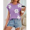 imageZESICA Womens Summer Casual Printed Tops Cap Sleeve Crew Neck Cute Knit Sweaters 2025 Trendy Clothes OutfitsPurple