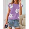 imageZESICA Womens Summer Casual Printed Tops Cap Sleeve Crew Neck Cute Knit Sweaters 2025 Trendy Clothes OutfitsPurple