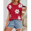 imageZESICA Womens Summer Casual Printed Tops Cap Sleeve Crew Neck Cute Knit Sweaters 2025 Trendy Clothes OutfitsRed