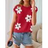 imageZESICA Womens Summer Casual Printed Tops Cap Sleeve Crew Neck Cute Knit Sweaters 2025 Trendy Clothes OutfitsRed