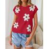 imageZESICA Womens Summer Casual Printed Tops Cap Sleeve Crew Neck Cute Knit Sweaters 2025 Trendy Clothes OutfitsRed