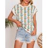 imageZESICA Womens Summer Casual Printed Tops Cap Sleeve Crew Neck Cute Knit Sweaters 2025 Trendy Clothes OutfitsWhite