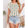 imageZESICA Womens Summer Casual Printed Tops Cap Sleeve Crew Neck Cute Knit Sweaters 2025 Trendy Clothes OutfitsWhite