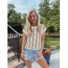 imageZESICA Womens Summer Casual Printed Tops Cap Sleeve Crew Neck Cute Knit Sweaters 2025 Trendy Clothes OutfitsWhite