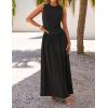 imageZESICA Womens Summer Sleeveless Maxi Dress 2025 Casual Crewneck Pleated Flowy Long Dress with PocketsBlack