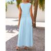 imageZESICA Womens Summer Sleeveless Maxi Dress 2025 Casual Crewneck Pleated Flowy Long Dress with PocketsBlue
