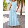 imageZESICA Womens Summer Sleeveless Maxi Dress 2025 Casual Crewneck Pleated Flowy Long Dress with PocketsBlue